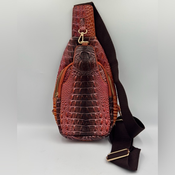 Miescher Kora Handbags - NWOT Miescher Kora Bordeaux Brown PU Women’s Hook Buckle Chest Crossbody Bag